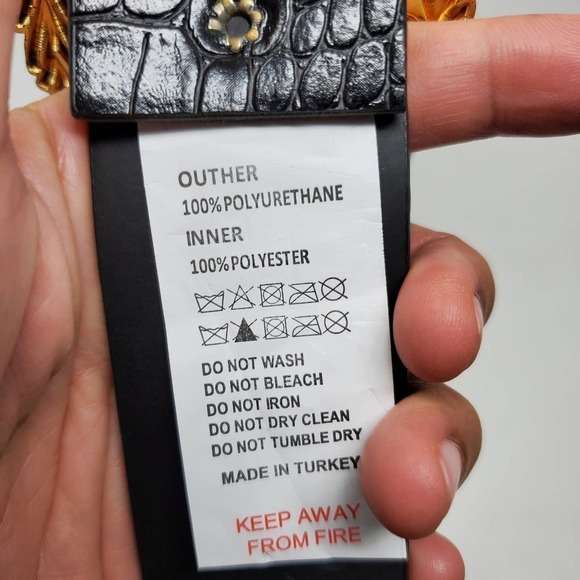 Nasty Gal Croc Black Faux Leather Belt New With Tags Gold Tone Buckle - Picture 5 of 7